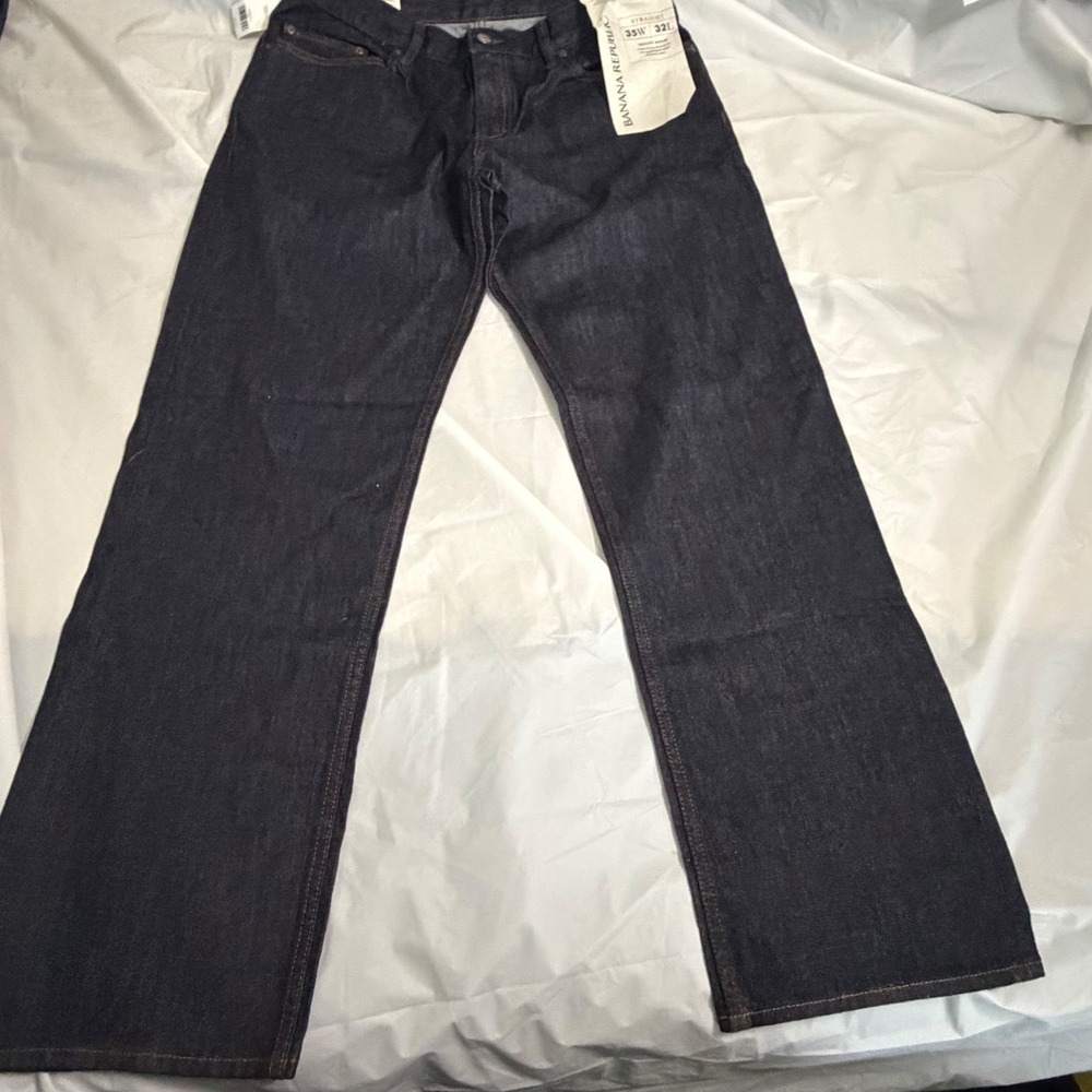 Banana Republic Mens Straight Fit Jeans 35x32 Dark Wash Indigo Classic Denim